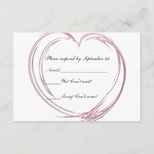 Carte de réponse RSVP de mariage Abstrait rose du  (Devant)