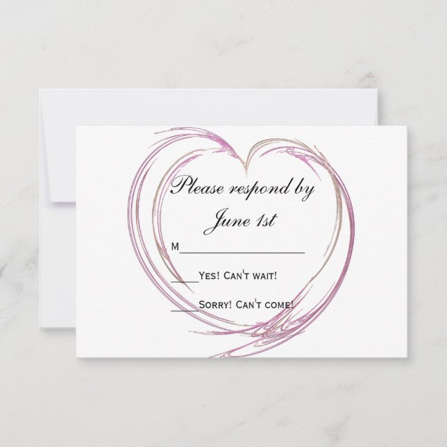 Carte de réponse RSVP de mariage Abstrait rose du  (Devant)
