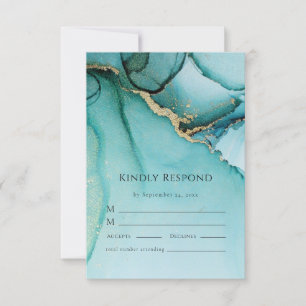 Carte de réponse RSVP de mariage Abstrait Turquois