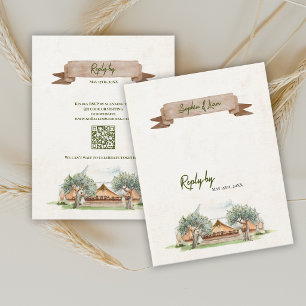 Carte de réponse RSVP de mariage avec tente extéri