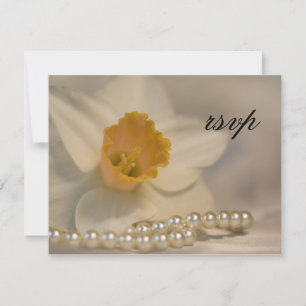 Carte de réponse RSVP de mariage blanc Daffodil Pe