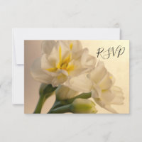 Carte de réponse RSVP de mariage blanc double jonq
