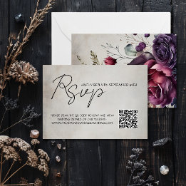 Carte de réponse RSVP de mariage de code QR minima