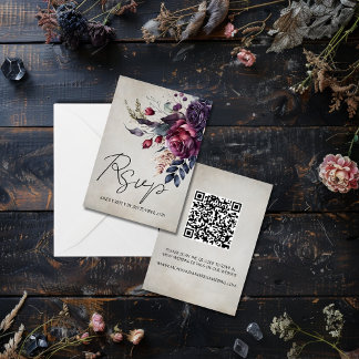 Carte de réponse RSVP de mariage de code QR minima
