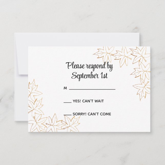 Carte de réponse RSVP de mariage de feuille d'érab (Devant)
