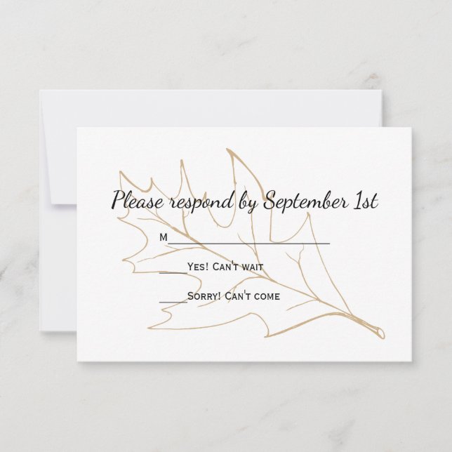 Carte de réponse RSVP de mariage de la feuille de  (Devant)