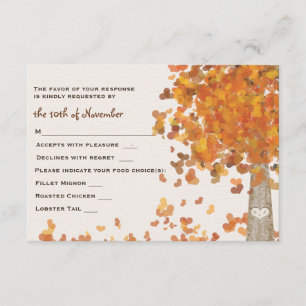 Carte de réponse RSVP de mariage de l'arbre des in