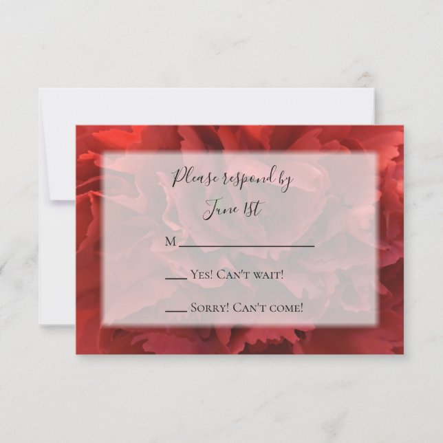 Carte de réponse RSVP de mariage de l'oeillet flor (Devant)