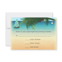 Carte de réponse RSVP de mariage de scène de plage