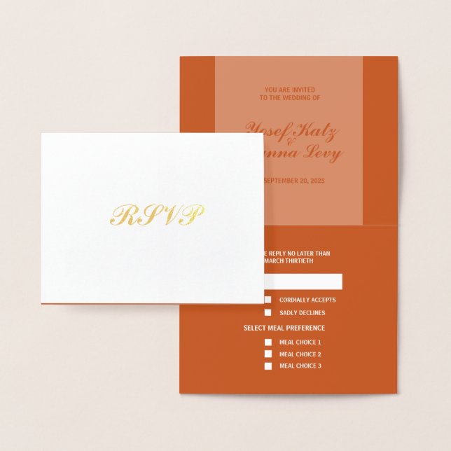 Carte de réponse RSVP de mariage de Terracotta et  (Affichage)