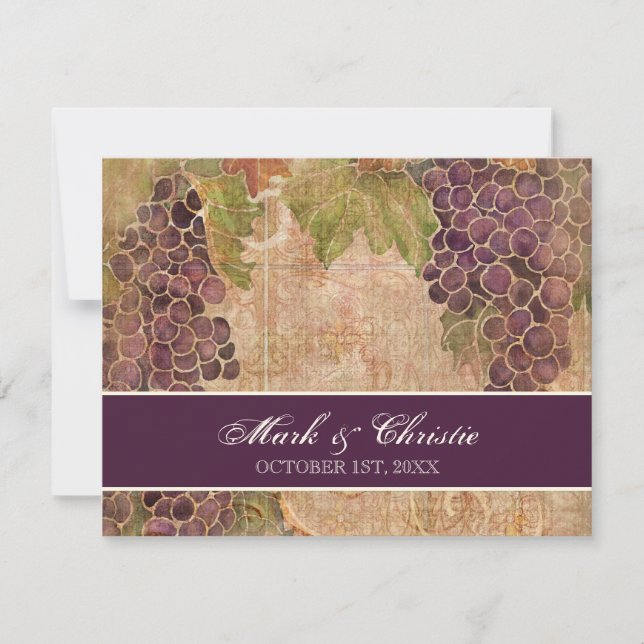 Carte de réponse RSVP de mariage de vignes âgées (Devant)