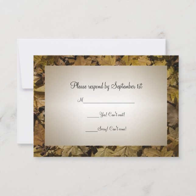 Carte de réponse RSVP de mariage des Feuilles de F (Devant)