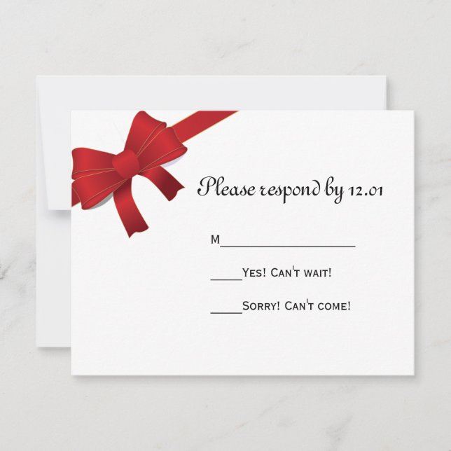 Carte de réponse RSVP de mariage d'hiver Red Bows (Devant)
