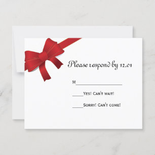 Carte de réponse RSVP de mariage d'hiver Red Bows