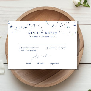Carte de réponse RSVP de mariage élégant céleste b