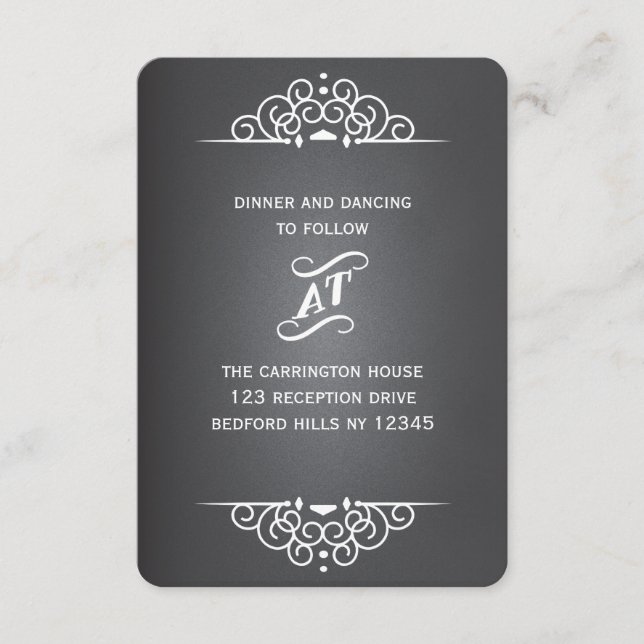 Carte de réponse RSVP de mariage élégante sur tabl (Devant)