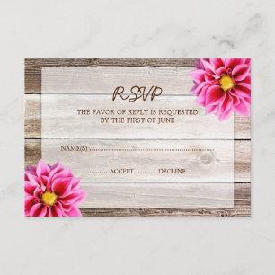 Carte de réponse RSVP de mariage en bois rose Dahl