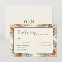 Carte de réponse RSVP de mariage floral bohème rus