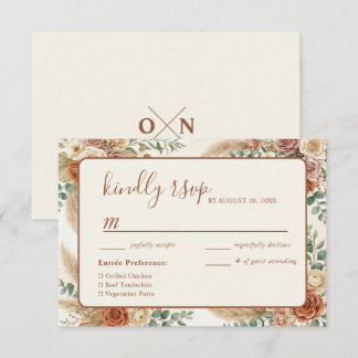 Carte de réponse RSVP de mariage floral bohème rus
