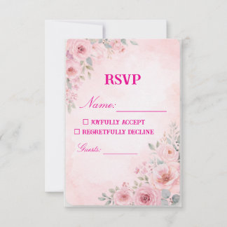 "Carte de réponse RSVP de mariage floral rose blus