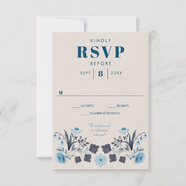 Carte de réponse RSVP de mariage folk boho moderne (Devant)