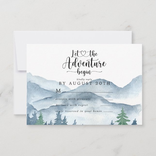 Carte de réponse RSVP de mariage forêt aquarelle (Devant)