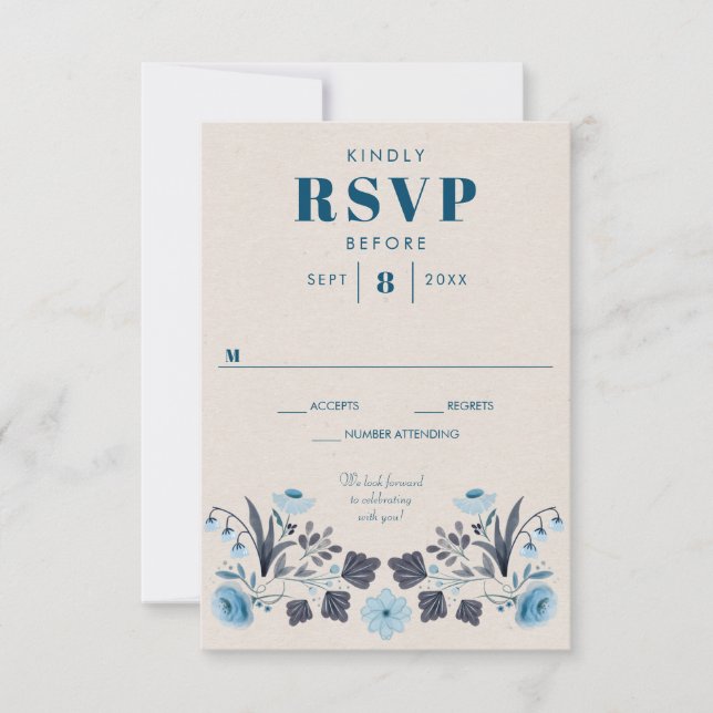 Carte de réponse RSVP de mariage Modern Boho Folk (Devant)