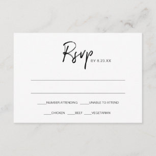 Carte de réponse RSVP de mariage moderne   Noir