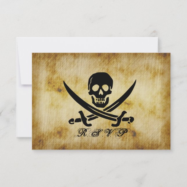 Carte de réponse RSVP de mariage pirate (Devant)