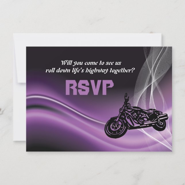 Carte de réponse RSVP de mariage pour motard rouli (Devant)