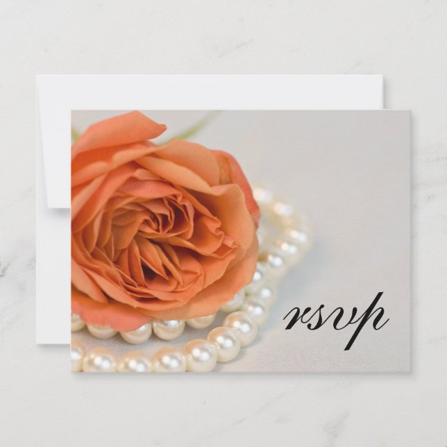 Carte de réponse RSVP de mariage Rose orange et pe (Devant)