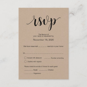 Carte de réponse Rsvp de mariage Russe moderne Kra