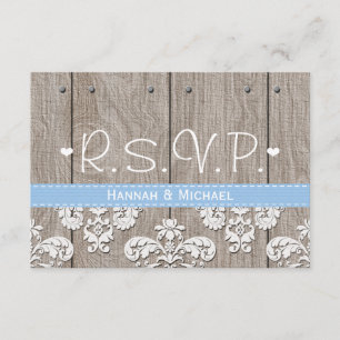 Carte de réponse RSVP de mariage Rustique Blue Hyd