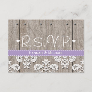 Carte de réponse RSVP de mariage rustique et viole