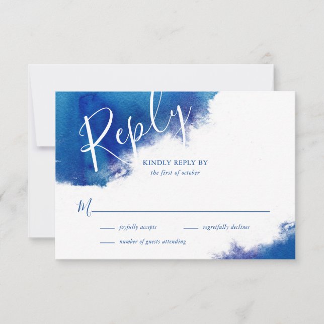 Carte de réponse RSVP de mariage Sapphire Tide (Devant)