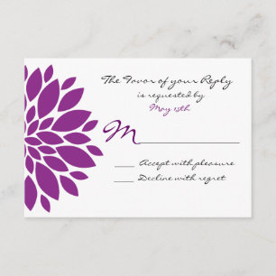Carte de réponse RSVP de mariage simple à fleurs v