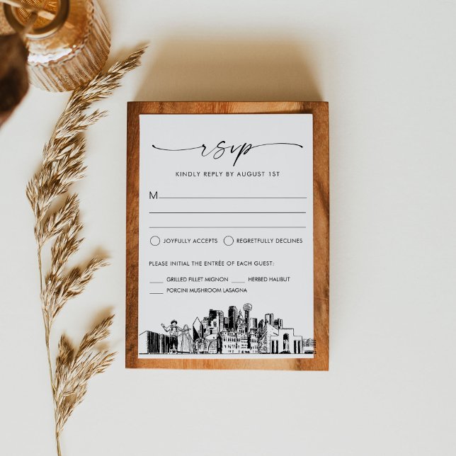 Carte de réponse RSVP de mariage Skyline Dallas (Créateur téléchargé)