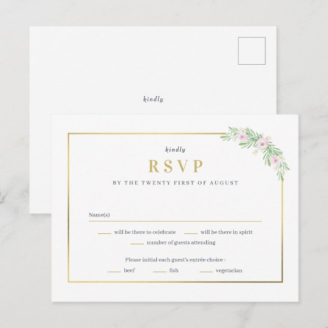 Carte de réponse RSVP de mariage Splendid Union (Devant / Derrière)