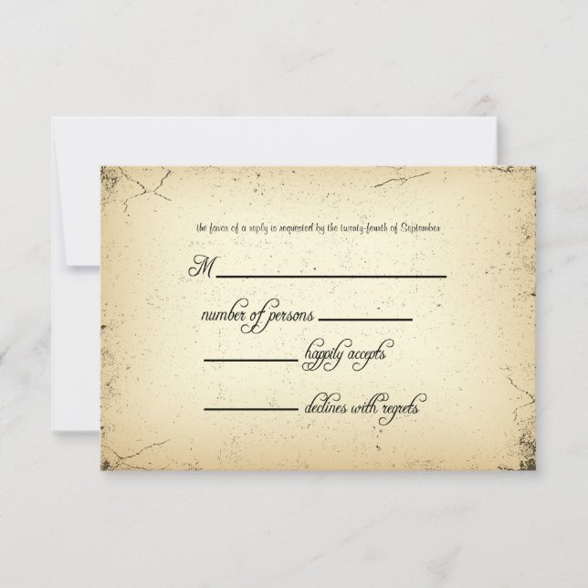 Carte de réponse RSVP de mariage Storyline (Devant)