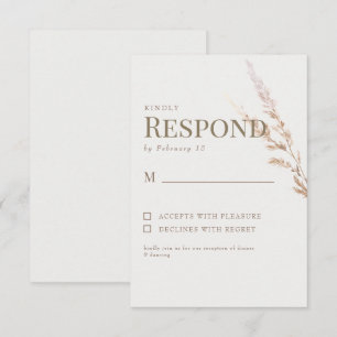 Carte de réponse RSVP de mariage texte or Boho Cre