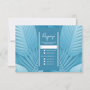 Carte de réponse RSVP de mariage Turquoise tropi