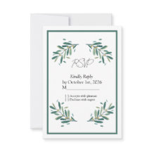 Carte de réponse RSVP de mariage Vert Sauge Branch