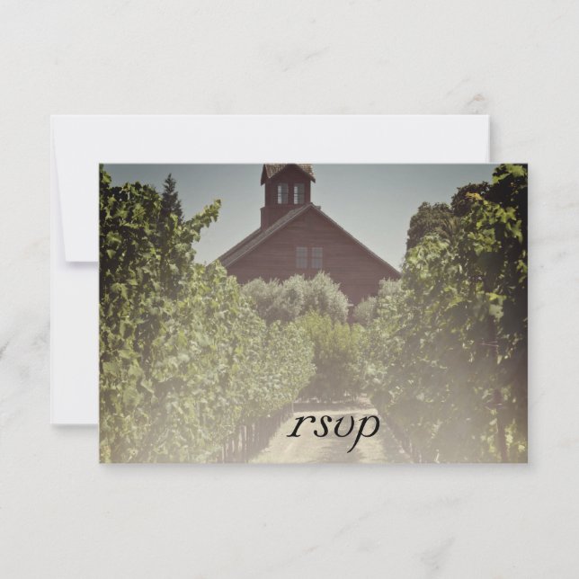 Carte de réponse RSVP de mariage Vineyard et Red B (Devant)