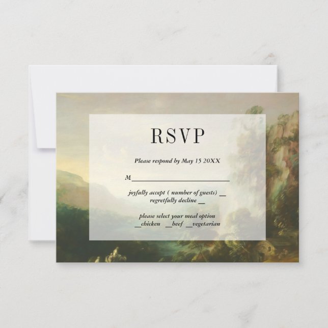 Carte de réponse RSVP de paysage peint vintage (Devant)