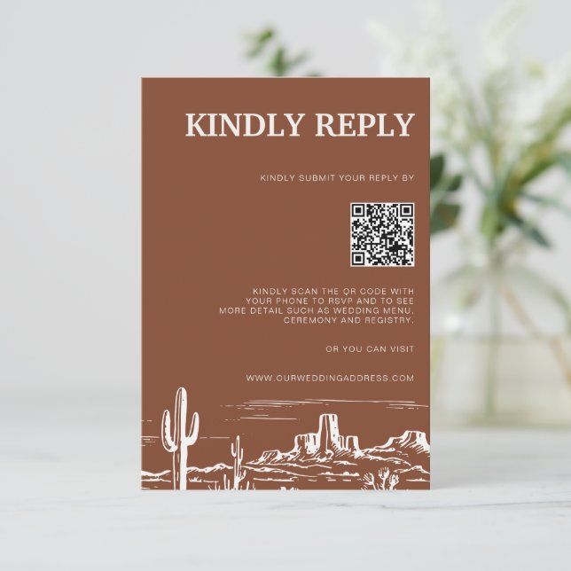 Carte de réponse RSVP de Terracotta Western Desert (Debout devant)