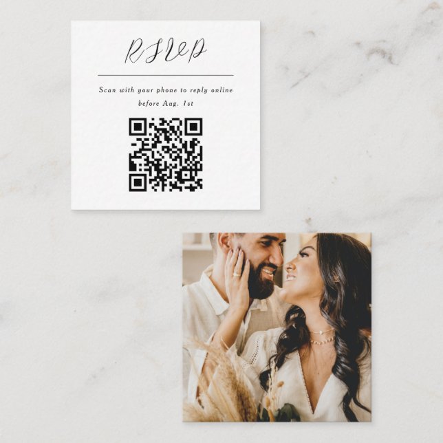 Carte de réponse Rsvp du code QR en ligne (Devant / Derrière)