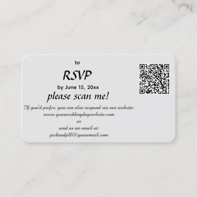 Carte de réponse RSVP du code QR modifié (Devant)