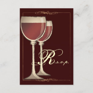 Carte de réponse RSVP du parti à thème du vin élég
