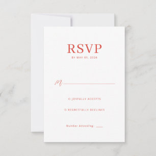Carte de réponse RSVP Elegant Coral