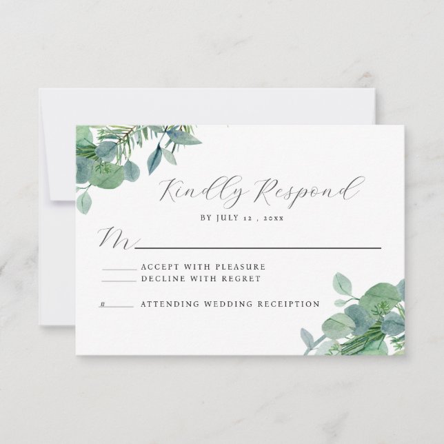 Carte de réponse RSVP Elegant Greenery Eucalyptus (Devant)